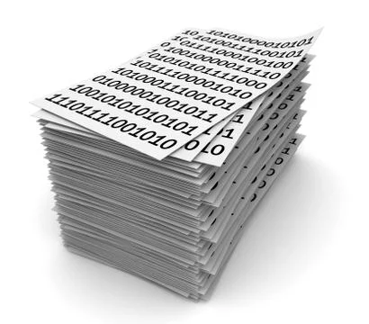 Stack of papers with binary code Illustrazione stock
