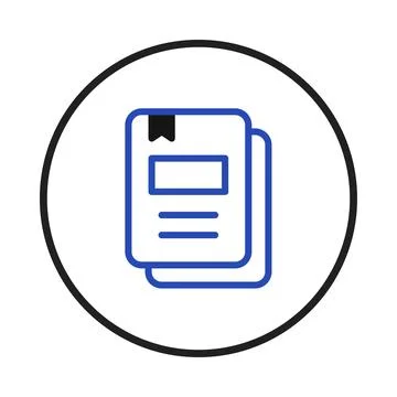 Stack of papers with a bookmark representing documentation or report in min.. Stock Illustration