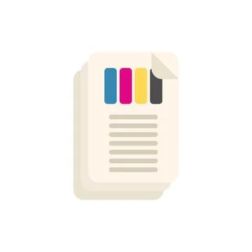 Stack of papers with cmyk color palette representing printing process Stock Illustration