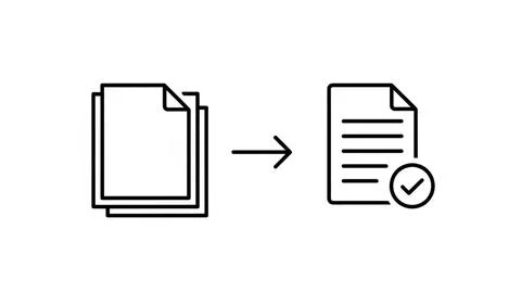 Stack of papers converted to single approved document Stock Illustration
