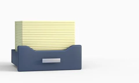 Stack of papers in a drawer 3d render イラスト素材