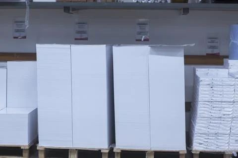 Stack of papers in industry, Bremgarten, Hartheim am Rhein, Baden-Wuerttemberg, 库存照片