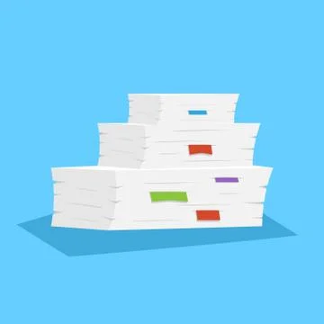 Stack of papers isolated on background. Vector illustration. Illustrazione stock