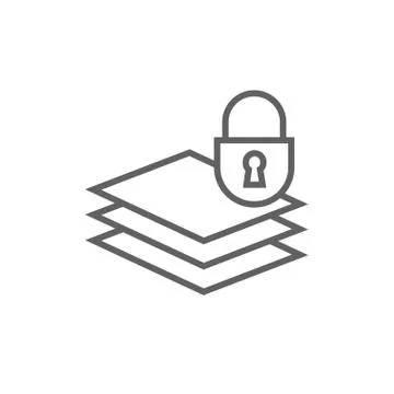Stack of papers with lock line icon Stock Illustration
