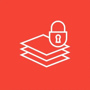 Stack of papers with lock line icon Illustrazione stock
