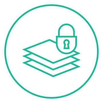 Stack of papers with lock line icon イラスト素材