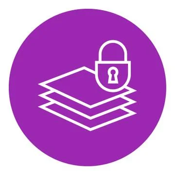 Stack of papers with lock line icon Illustrazione stock