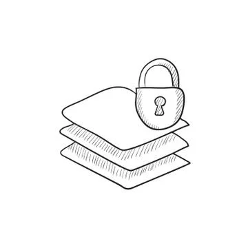Stack of papers with lock sketch icon Illustrazione stock