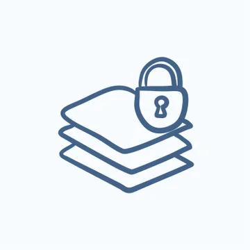 Stack of papers with lock sketch icon イラスト素材