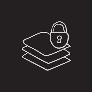 Stack of papers with lock sketch icon Stockillustratie
