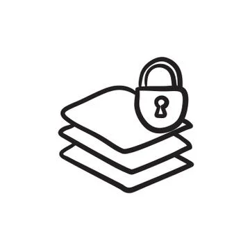 Stack of papers with lock sketch icon イラスト素材
