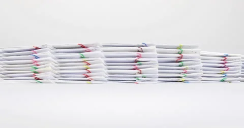 Stack paperwork of report and receipt overload time lapse 動画素材 59718589