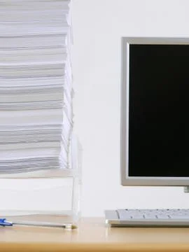 Stack of paperwork in a tray Stock Photos