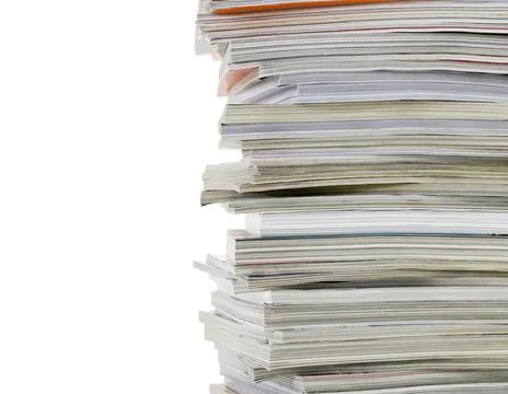 Stack of Paperwork, White Background Stock Photos