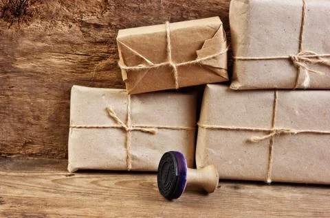 Stack parcel  in warehouse 스톡 사진