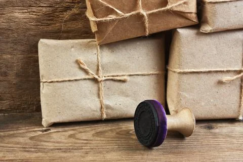 Stack parcel  in warehouse Stock Photos