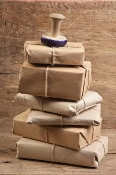 Stack parcel  in warehouse Foto stock