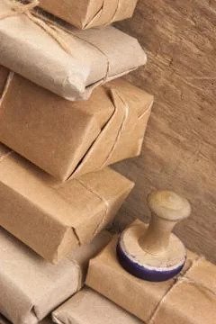 Stack parcel  in warehouse Foto stock