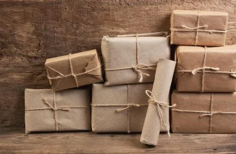 Stack parcel  in warehouse 스톡 사진