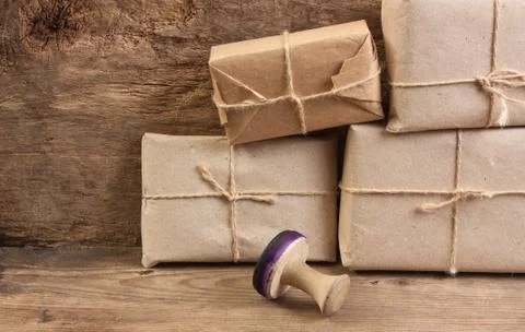 Stack parcel  in warehouse 스톡 사진