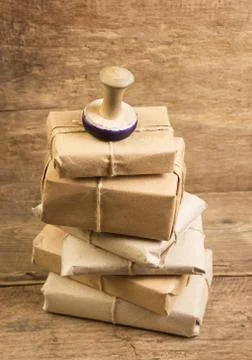 Stack parcel  in warehouse 스톡 사진