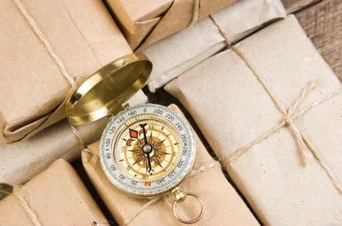 Stack parcel  in warehouse 스톡 사진