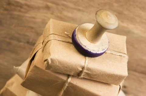 Stack parcel  in warehouse 스톡 사진