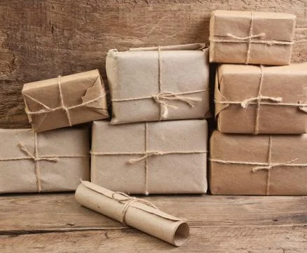 Stack parcel  in warehouse 스톡 사진