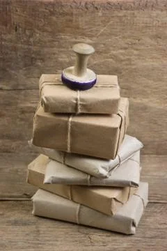 Stack parcel  in warehouse 스톡 사진