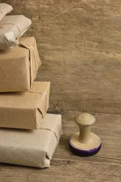 Stack parcel  in warehouse 스톡 사진