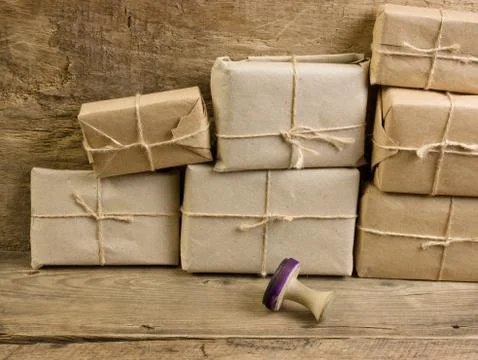 Stack parcel  in warehouse 스톡 사진