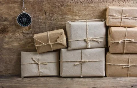 Stack parcel  in warehouse 스톡 사진