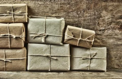 Stack parcel  in warehouse 스톡 사진