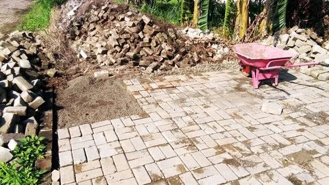 Stack the paving blocks Stock Photos
