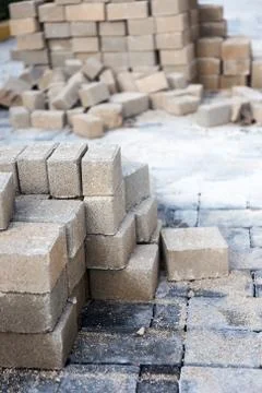 Stack of paving stone. Ready for construction Stockfoto's