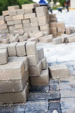 Stack of paving stone. Ready for construction Foto stock
