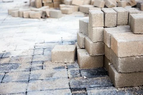 Stack of paving stone. Ready for construction Stockfoto's