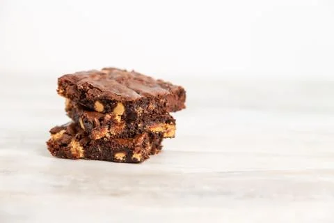 Stack of peanut butter chip brownies Stock Photos