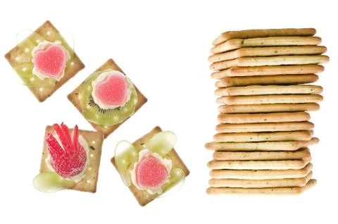 Stack of peanut butter craker with canapes Stock Photos