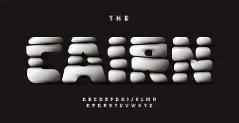 Stack Pebble alphabet, zen-inspired letters, tranquil and calm font for Stock Illustration