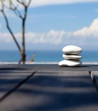 Stack of pebble stones at the beach Stock Photos
