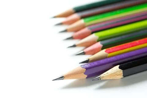 Stack of pencils on white background Stock Photos