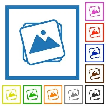 Stack of photos flat framed icons 库存插图