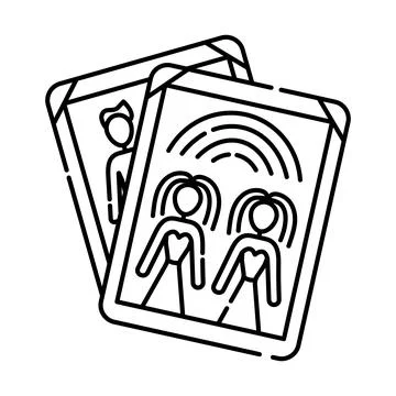 A stack of photos, line illustration Stock Illustration