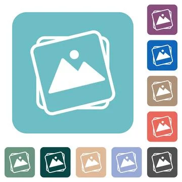 Stack of photos rounded square flat icons Illustrazione stock