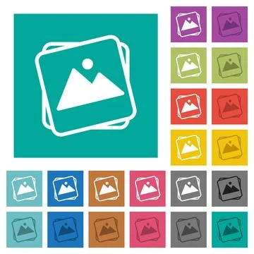 Stack of photos square flat multi colored icons Illustrazione stock