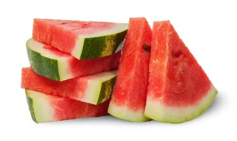 Stack pieces of watermelon and two near Stock Photos