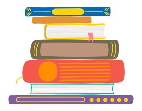 Stack, pile of books, colorful hardcovers stacked illustration isolated イラスト素材