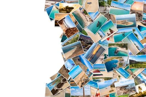 Stack pile of Cape Verde landscape photo collage montage , Santiago, Sal, Boa Stock Photos