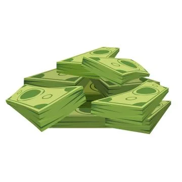 Stack of pile of dollars money with perspective view. Flat and solid color Illustrazione stock